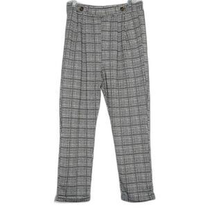 Lark + Grey Womens Pants Size XL Black White Houndstooth Plaid Gray Career Pants